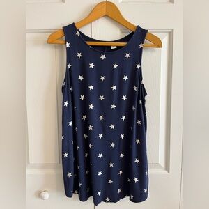 Old Navy LUXE Tank with Silver Stars on Navy (sz Medium)